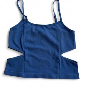 Blue Cutout Tank Top small